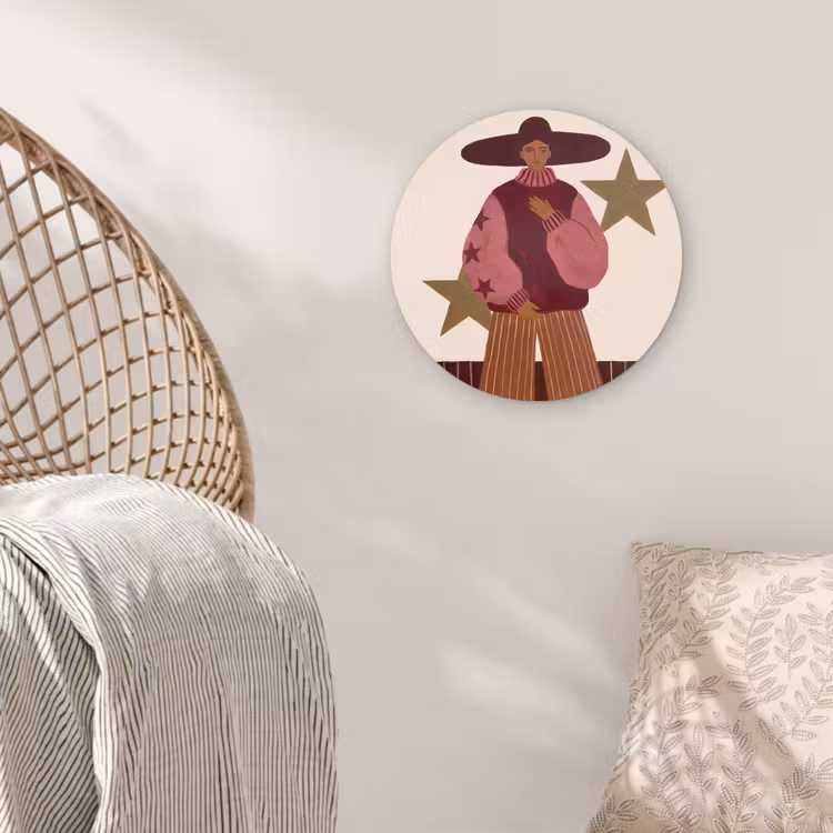 Glasbild Rund - Frau – Hut – Abstrakt – Modern – Porträt - Vrouw - Hoed - Abstract - Modern - Portret Wandcirkel plexiglas klein