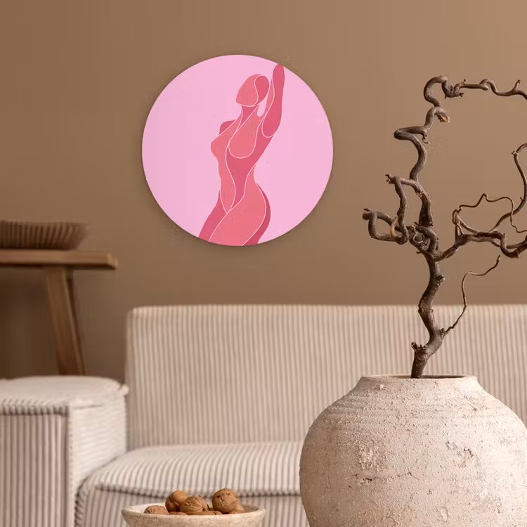 Glasbild Rund - Frau – Körper – Abstrakt – Rosa - Vrouw - Lichaam - Abstract - Roze Wandcirkel plexiglas klein