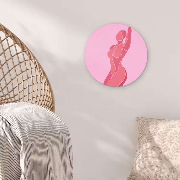 Glasbild Rund - Frau – Körper – Abstrakt – Rosa - Vrouw - Lichaam - Abstract - Roze Wandcirkel plexiglas klein