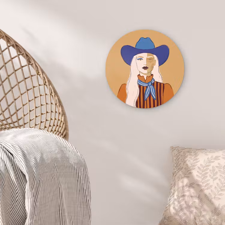 Glasbild Rund - Frau – Porträt – Abstrakt – Farbenfroh – Modern - Vrouw - Portret - Abstract - Kleurrijk - Modern Wandcirkel plexiglas klein