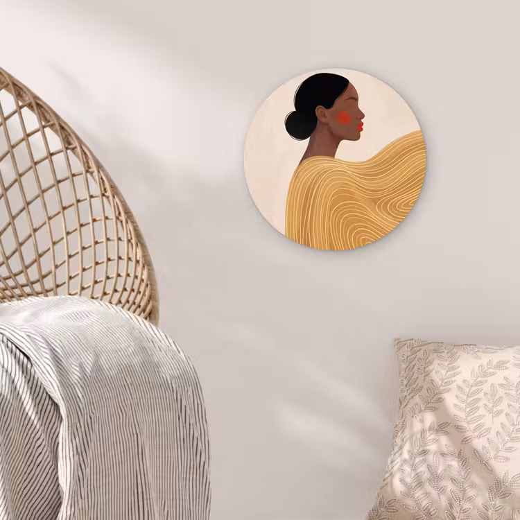 Glasbild Rund - Frau – Profil – Modern – Abstrakt – Kunst - Vrouw - Profiel - Modern - Abstract - Kunst Wandcirkel plexiglas klein