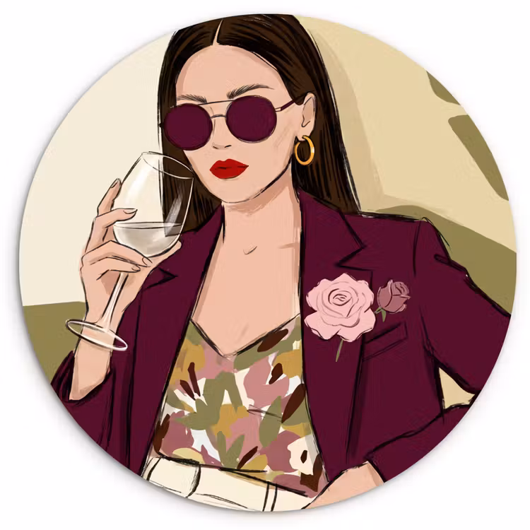 Glasbild Rund - Frau – Wein – Porträt – Mode – Modern - Vrouw - Wijn - Portret - Mode - Modern Wandcirkel plexiglas klein