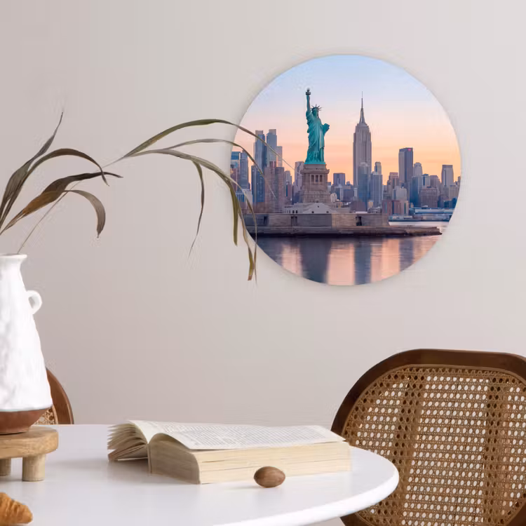Glasbild Rund - Freiheitsstatue – New York – Sonnenaufgang – Stadt – Architektur — 4