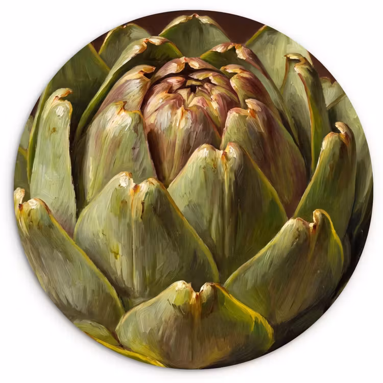 Glasbild Rund - Gemüse – Artischocke – Grün - Groente - Artisjok - Groen Wandcirkel plexiglas klein