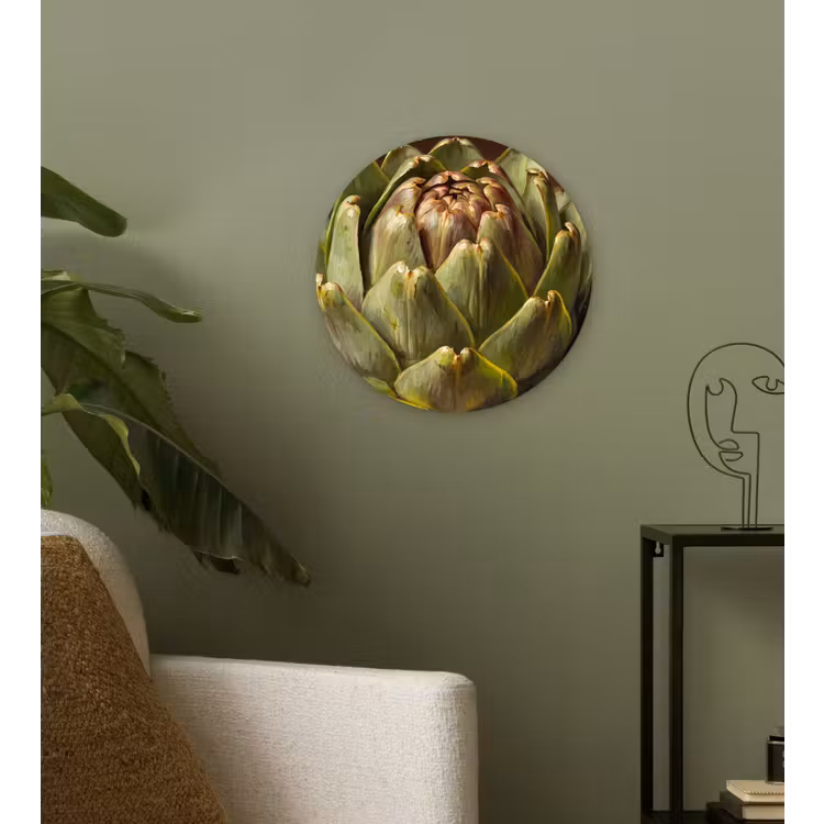 Glasbild Rund - Gemüse – Artischocke – Grün - Groente - Artisjok - Groen Wandcirkel plexiglas klein