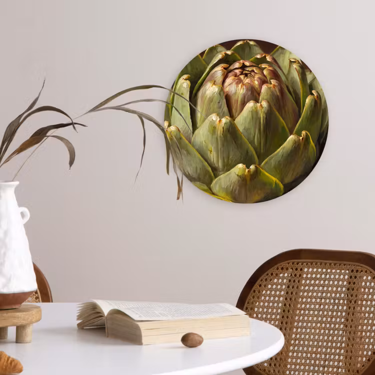 Glasbild Rund - Gemüse – Artischocke – Grün - Groente - Artisjok - Groen Wandcirkel plexiglas klein