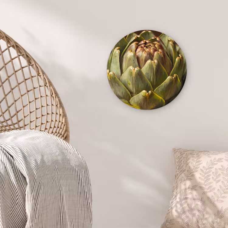 Glasbild Rund - Gemüse – Artischocke – Grün - Groente - Artisjok - Groen Wandcirkel plexiglas klein