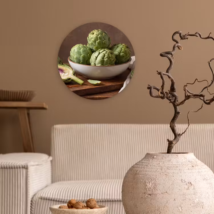 Glasbild Rund - Gemüse – Artischocke – Küche - Groenten - Artisjok - Keuken Wandcirkel plexiglas klein