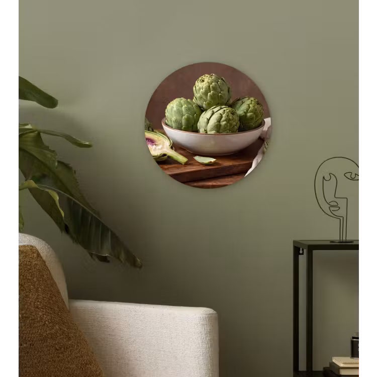 Glasbild Rund - Gemüse – Artischocke – Küche - Groenten - Artisjok - Keuken Wandcirkel plexiglas klein