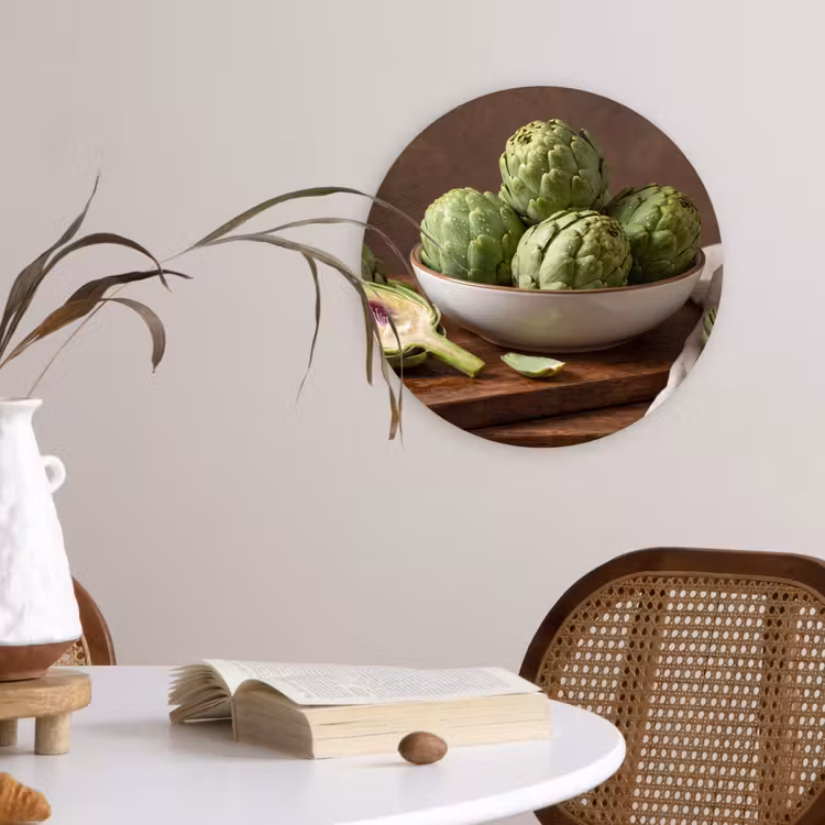 Glasbild Rund - Gemüse – Artischocke – Küche - Groenten - Artisjok - Keuken Wandcirkel plexiglas klein