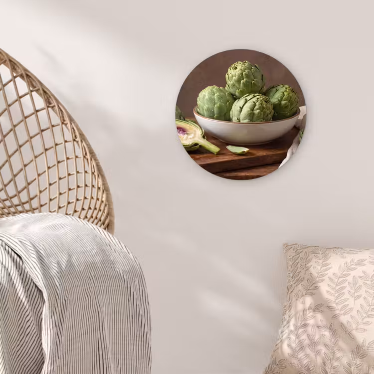 Glasbild Rund - Gemüse – Artischocke – Küche - Groenten - Artisjok - Keuken Wandcirkel plexiglas klein
