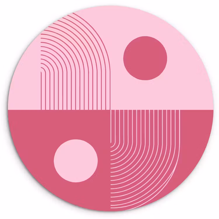 Glasbild Rund - Geometrie – Muster – Abstrakt – Rosa – Modern - Geometrie - Patroon - Abstract - Roze - Modern Wandcirkel plexiglas klein