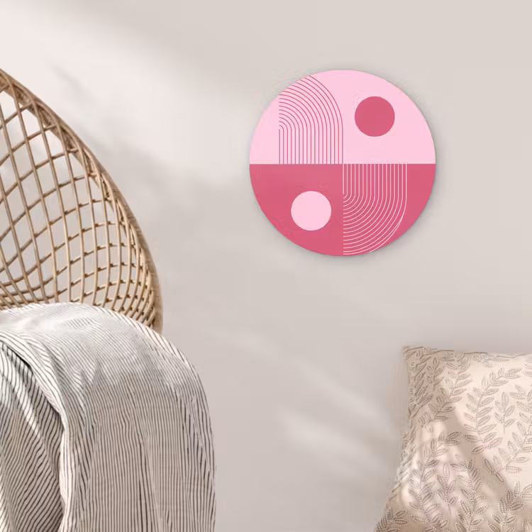 Glasbild Rund - Geometrie – Muster – Abstrakt – Rosa – Modern - Geometrie - Patroon - Abstract - Roze - Modern Wandcirkel plexiglas klein