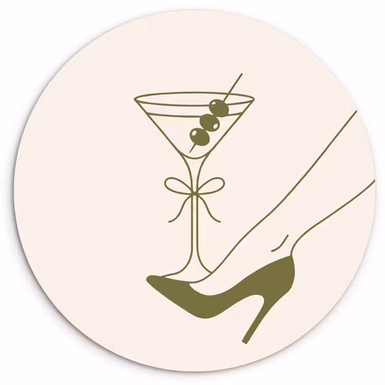 Glasbild Rund - Getränk – Martini – High Heels – Mode – Grün - Drank - Martini - Hoge hak - Mode - Groen Wandcirkel plexiglas klein
