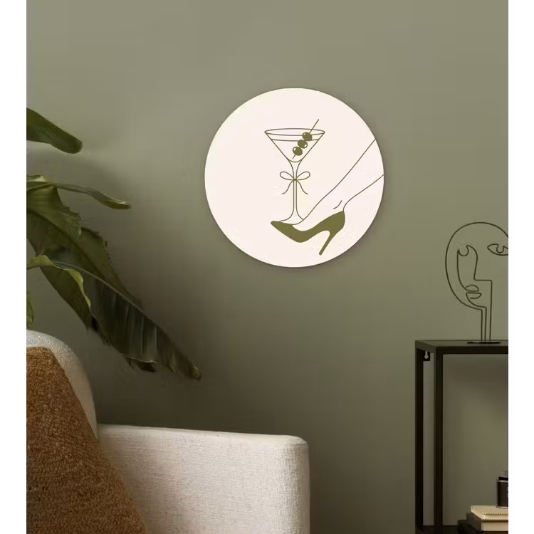 Glasbild Rund - Getränk – Martini – High Heels – Mode – Grün - Drank - Martini - Hoge hak - Mode - Groen Wandcirkel plexiglas klein