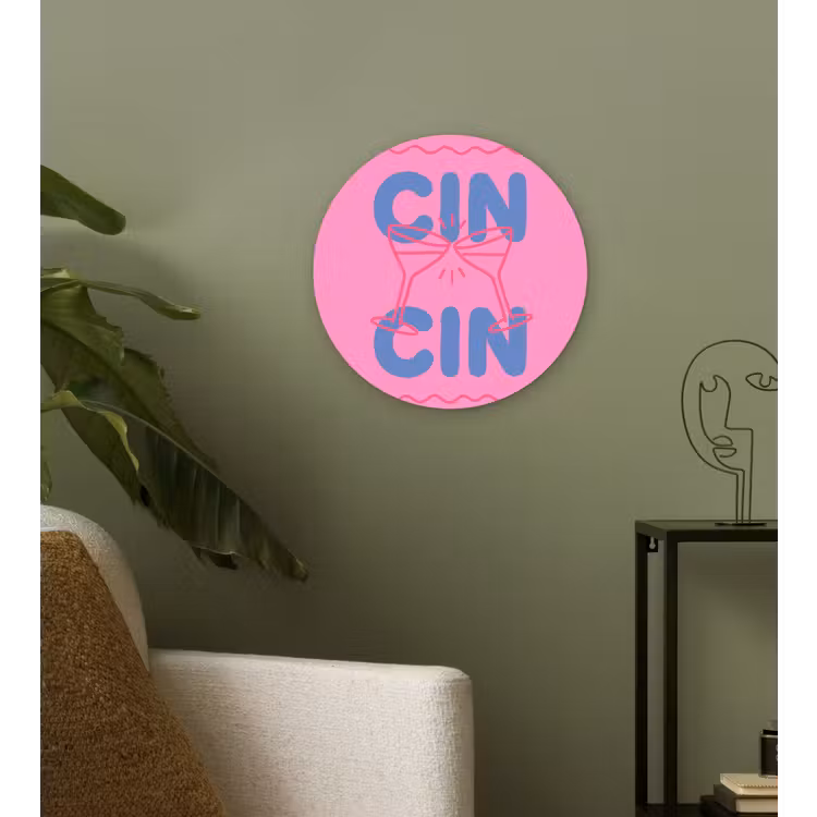 Glasbild Rund - Getränke – Gläser – Prost – Modern – Rosa - Drank - Glazen - Proost - Modern - Roze Wandcirkel plexiglas klein