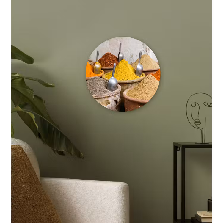 Glasbild Rund - Gewürze – Gläser – Orientalisch - Kruiden - Potten - Oosters Wandcirkel plexiglas klein