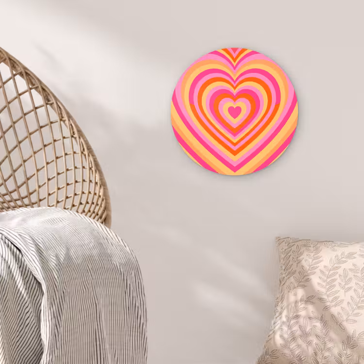 Glasbild Rund - Herz – Konzentrisch – Abstrakt – Liebe – Bunt - Hart - Concentrisch - Abstract - Liefde - Kleurrijk Wandcirkel plexiglas klein