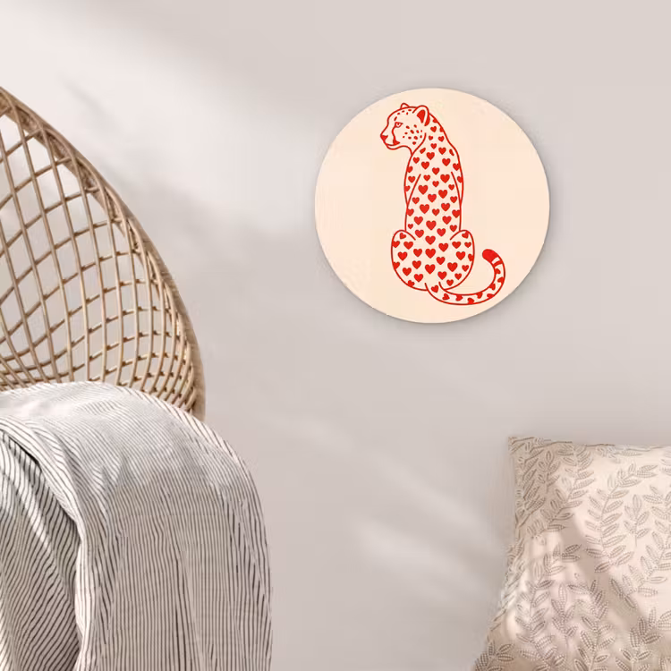 Glasbild Rund - Katze – Herzen – Tiere – Modern – Rot - Kat - Harten - Dieren - Modern - Rood Wandcirkel plexiglas klein
