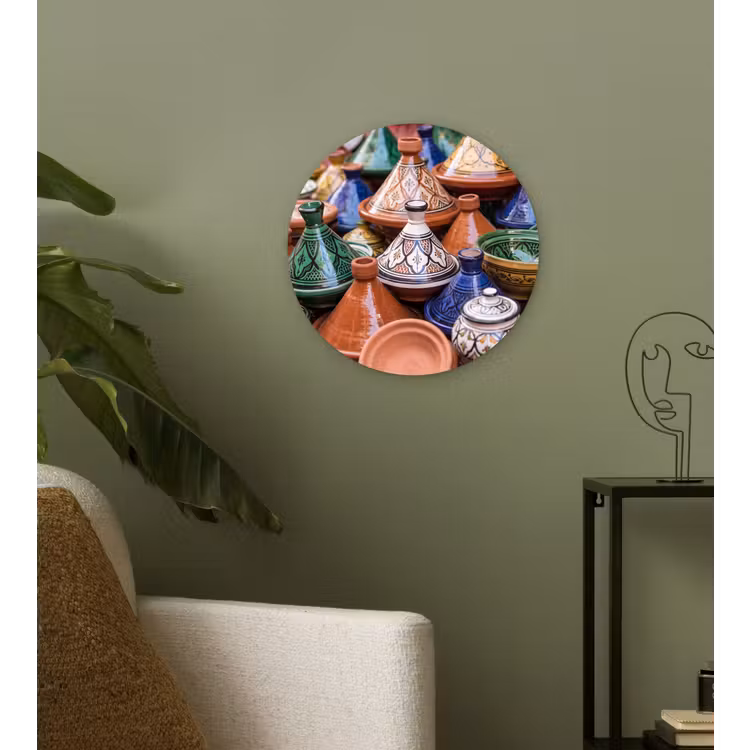 Glasbild Rund - Keramik – Bunt – Muster - Aardewerk - Kleurrijk - Patroon Wandcirkel plexiglas klein