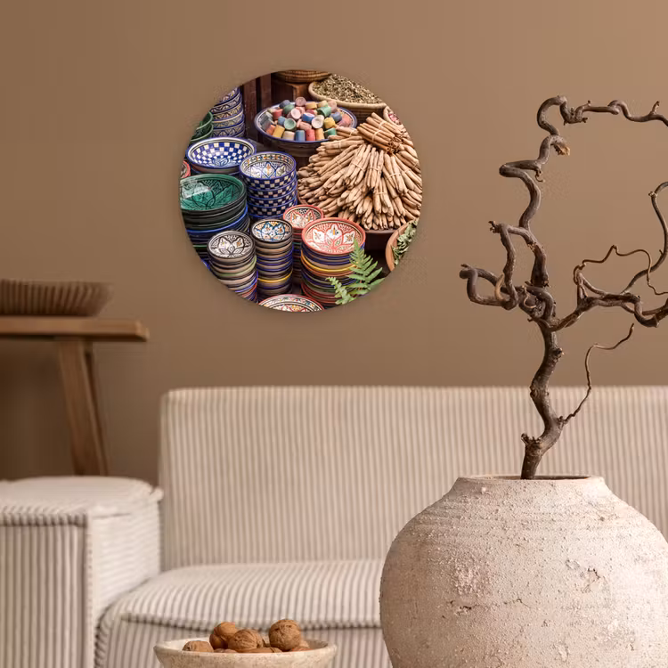Glasbild Rund - Keramik – Orientalisch – Farbenfroh - Aardewerk - Oosters - Kleurrijk Wandcirkel plexiglas klein