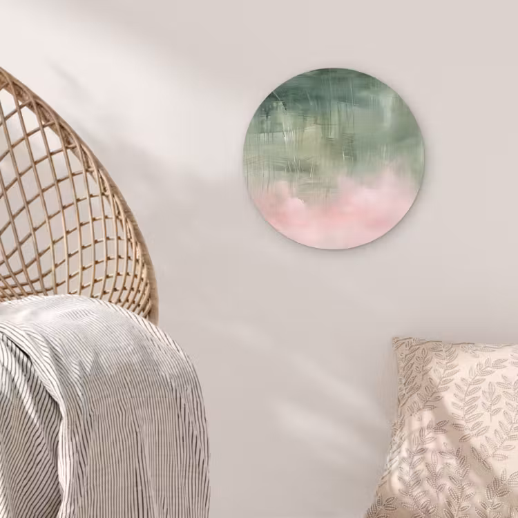 Glasbild Rund - Kunst – Abstrakt – Modern – Grün – Rosa - Kunst - Abstract - Modern - Groen - Roze Wandcirkel plexiglas klein