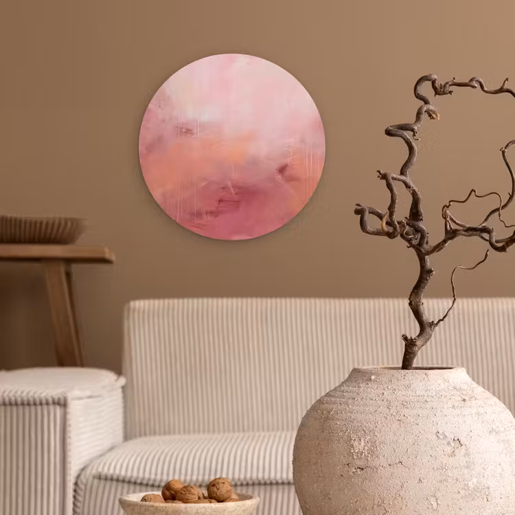 Glasbild Rund - Kunst – Fließend – Pastell – Abstrakt - Kunst - Vloeiend - Pastel - Abstract Wandcirkel plexiglas klein
