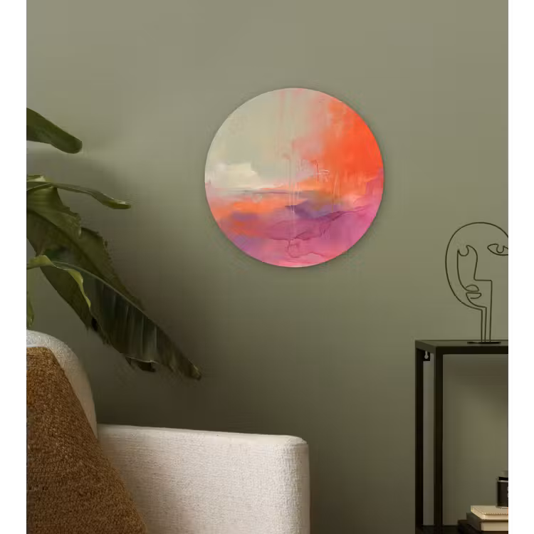 Glasbild Rund - Kunst – Fließend – Übergänge – Orange - Kunst - Vloeiend - Overgangen - Oranje Wandcirkel plexiglas klein