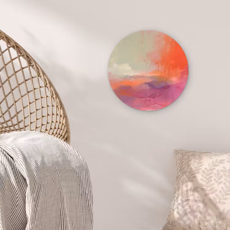 Glasbild Rund - Kunst – Fließend – Übergänge – Orange - Kunst - Vloeiend - Overgangen - Oranje Wandcirkel plexiglas klein