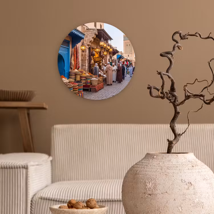 Glasbild Rund - Markt – Orientalisch – Farbenfroh - Markt - Oosters - Kleurrijk Wandcirkel plexiglas klein