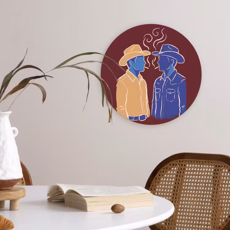 Glasbild Rund - Menschen – Profil – Zigarette – Abstrakt – Kunst - Mensen - Profiel - Sigaret - Abstract - Kunst Wandcirkel plexiglas klein