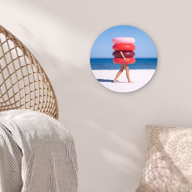 Glasbild Rund - Menschen – Strand – Sommer – Freizeit – Farbenfroh - Mensen - Strand - Zomer - Recreatie - Kleurrijk Wandcirkel plexiglas klein