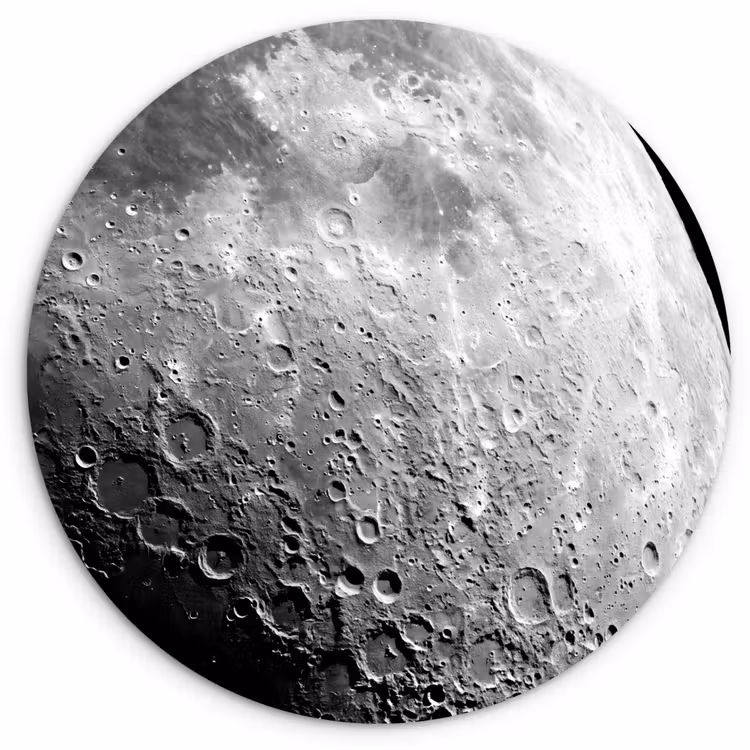 Glasbild Rund - Mond – Krater – Weltraum - Maan - Kraters - Ruimte Wandcirkel plexiglas klein