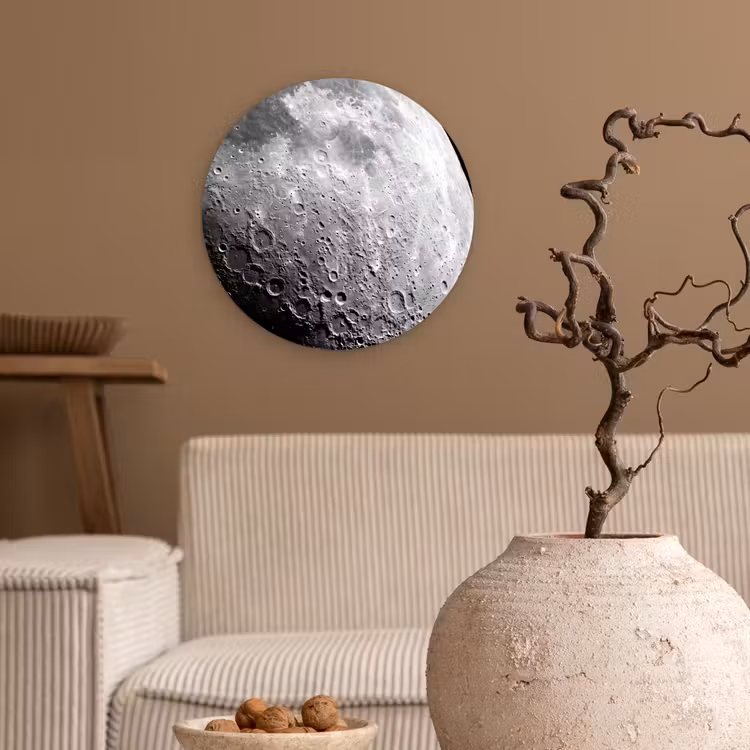 Glasbild Rund - Mond – Krater – Weltraum - Maan - Kraters - Ruimte Wandcirkel plexiglas klein
