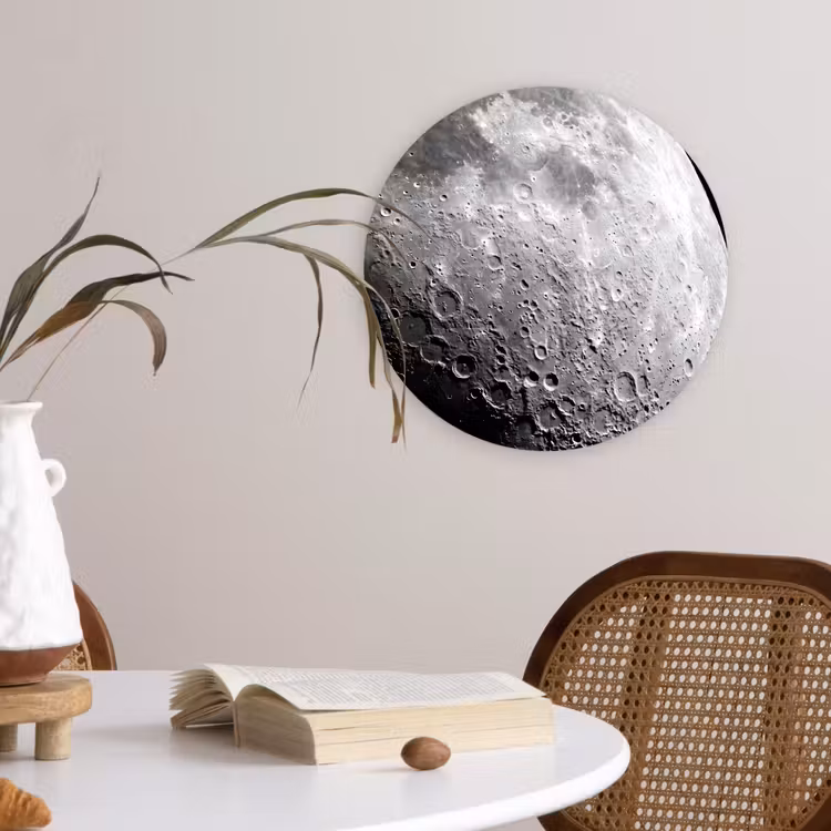 Glasbild Rund - Mond – Krater – Weltraum - Maan - Kraters - Ruimte Wandcirkel plexiglas klein