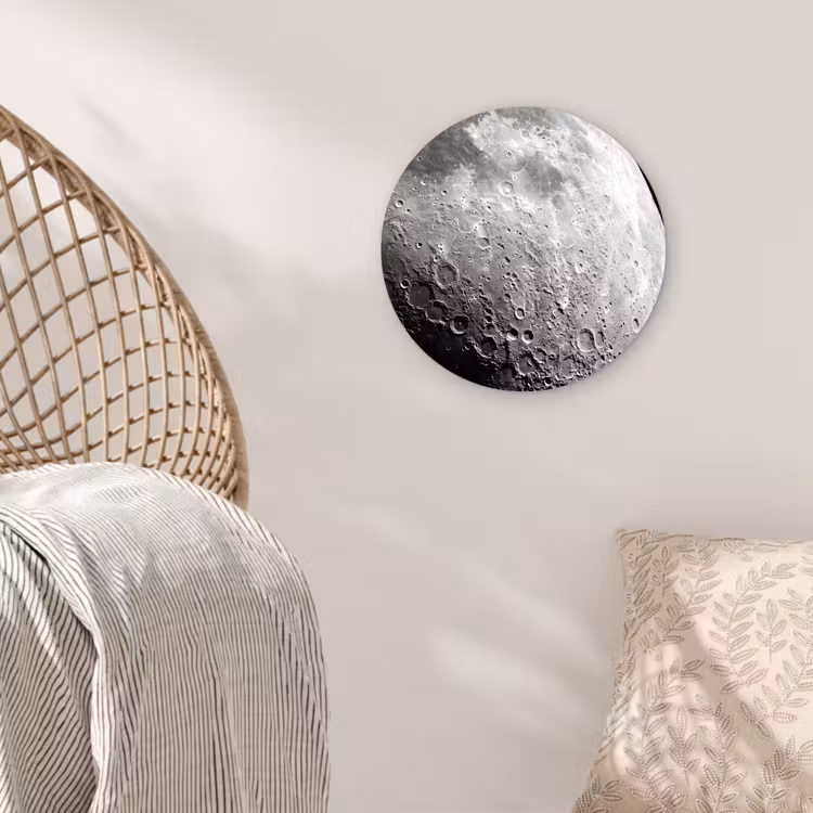 Glasbild Rund - Mond – Krater – Weltraum - Maan - Kraters - Ruimte Wandcirkel plexiglas klein