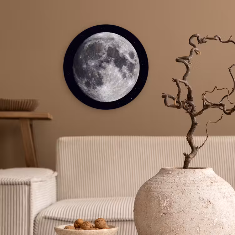 Glasbild Rund - Mond – Sterne – Weltraum - Maan - Sterren - Ruimte Wandcirkel plexiglas klein