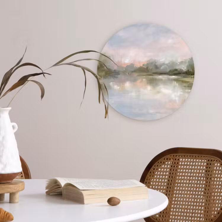 Glasbild Rund - Natur – Landschaft – Abstrakt – Wasser – Grün - Natuur - Landschap - Abstract - Water - Groen Wandcirkel plexiglas klein