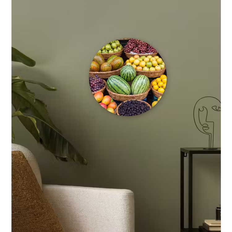Glasbild Rund - Obst – Markt – Bunt - Fruit - Markt - Kleurrijk Wandcirkel plexiglas klein