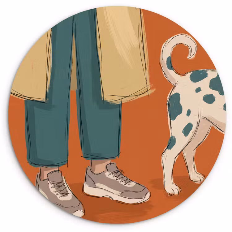 Glasbild Rund - Person – Hund – Tiere – Illustration – Modern - Persoon - Hond - Dieren - Illustratie - Modern Wandcirkel plexiglas klein