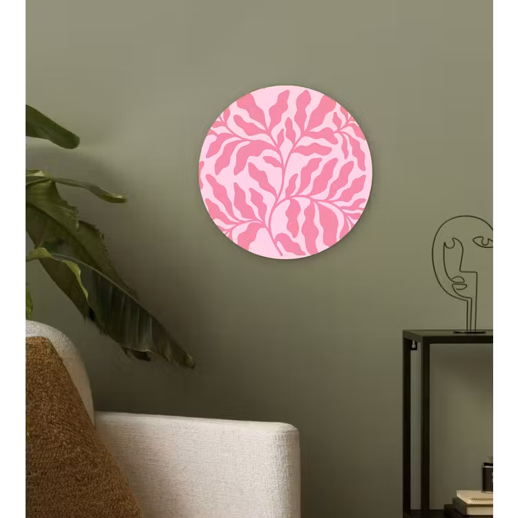 Glasbild Rund - Pflanzen – Organisch – Abstrakt – Modern – Rosa - Planten - Organisch - Abstract - Modern - Roze Wandcirkel plexiglas klein