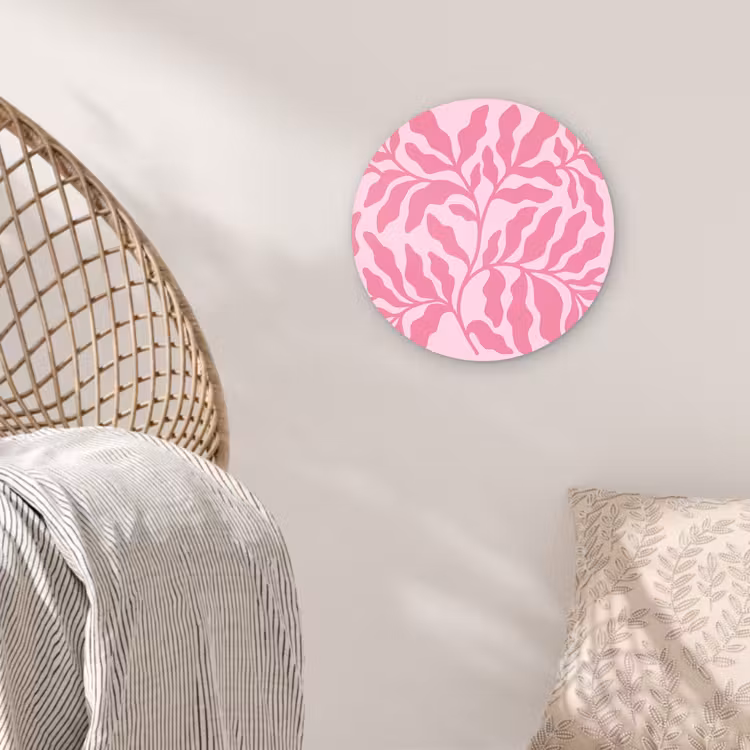 Glasbild Rund - Pflanzen – Organisch – Abstrakt – Modern – Rosa - Planten - Organisch - Abstract - Modern - Roze Wandcirkel plexiglas klein