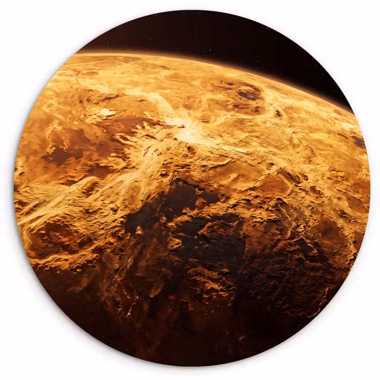 Glasbild Rund - Planet – Weltraum – Orange - Planeet - Ruimte - Oranje Wandcirkel plexiglas klein