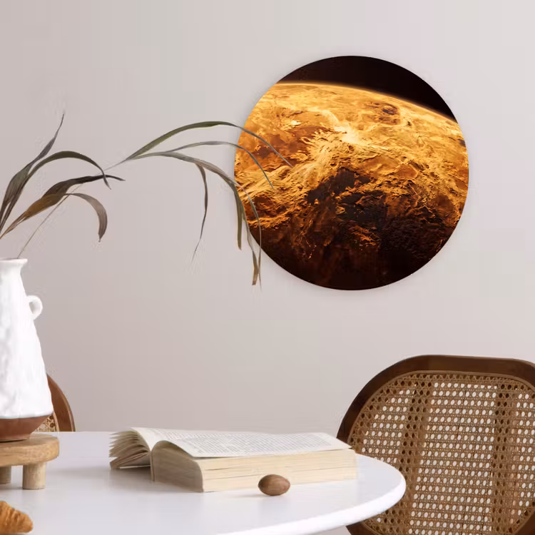 Glasbild Rund - Planet – Weltraum – Orange - Planeet - Ruimte - Oranje Wandcirkel plexiglas klein