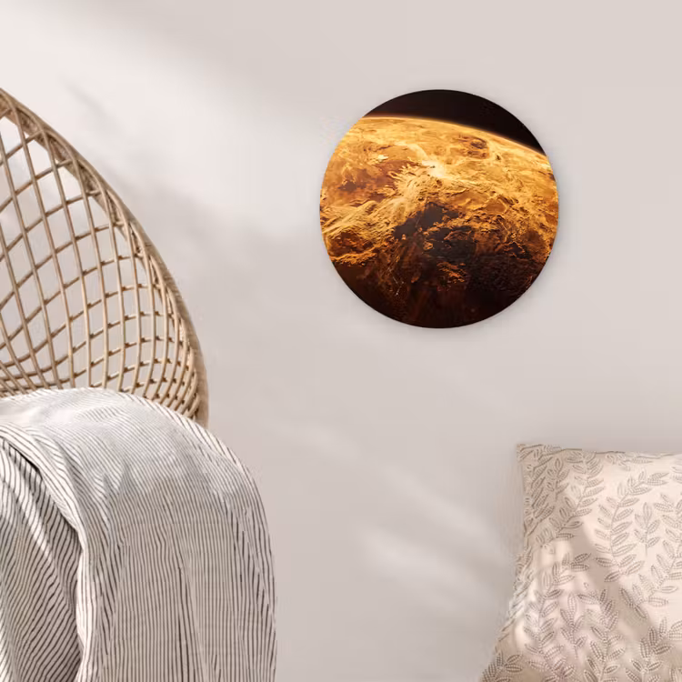 Glasbild Rund - Planet – Weltraum – Orange - Planeet - Ruimte - Oranje Wandcirkel plexiglas klein