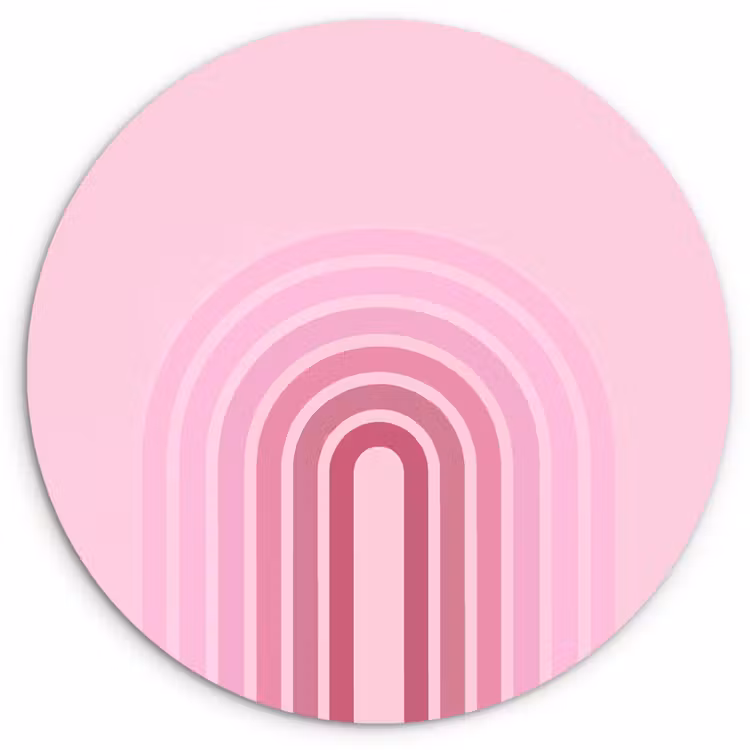 Glasbild Rund - Regenbogen – Rosa – Abstrakt – Modern – Minimalistisch - Regenboog - Roze - Abstract - Modern - Minimalistisch Wandcirkel plexiglas klein