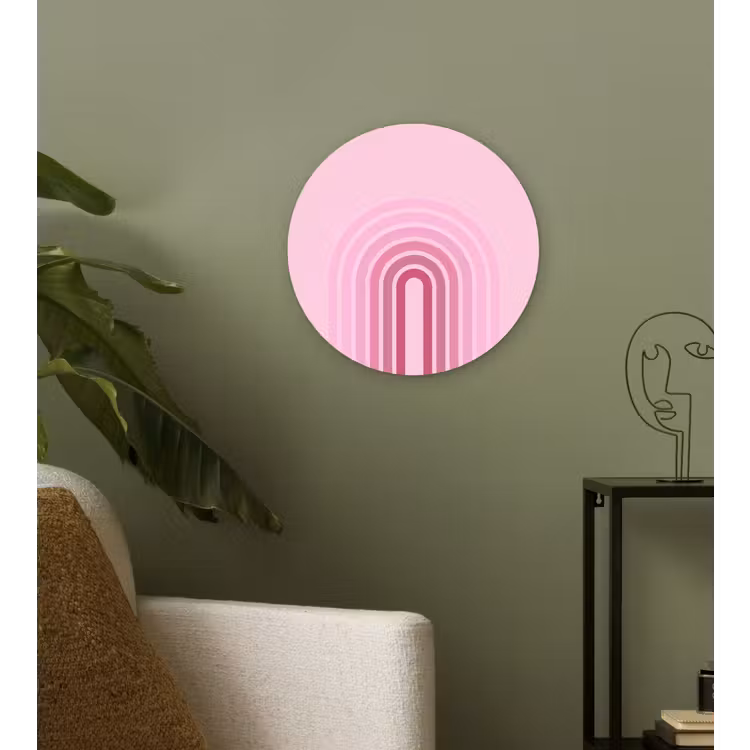 Glasbild Rund - Regenbogen – Rosa – Abstrakt – Modern – Minimalistisch - Regenboog - Roze - Abstract - Modern - Minimalistisch Wandcirkel plexiglas klein
