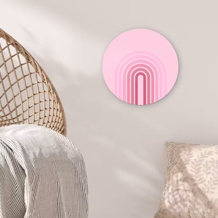 Glasbild Rund - Regenbogen – Rosa – Abstrakt – Modern – Minimalistisch - Regenboog - Roze - Abstract - Modern - Minimalistisch Wandcirkel plexiglas klein