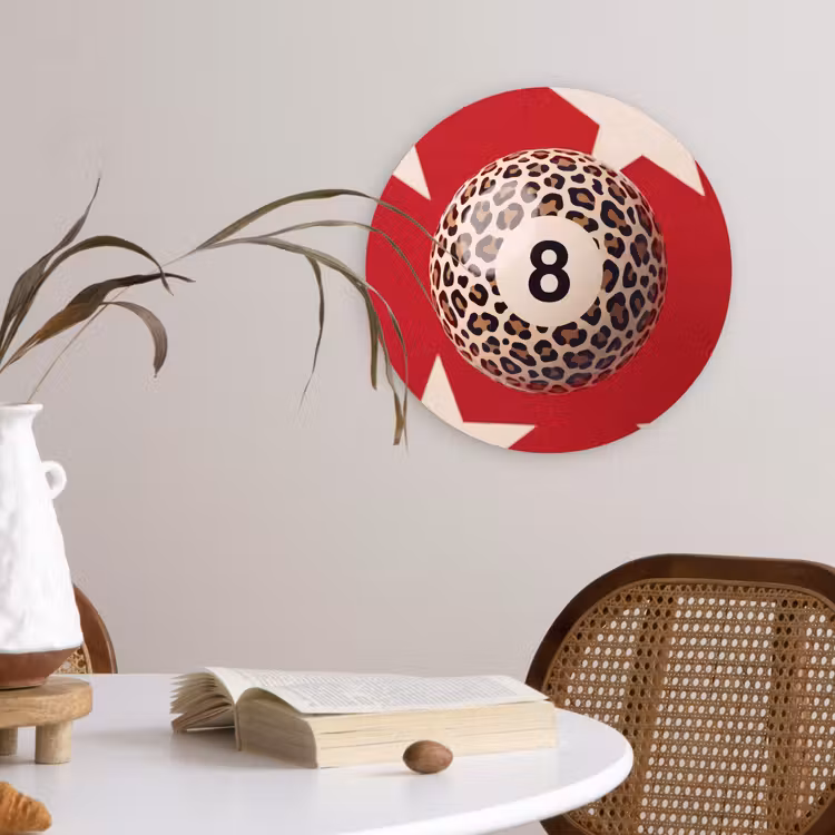 Glasbild Rund - Spiel – Tiermuster – Nummer 8 – Modern – Rot - Spel - Dierenprint - Nummer 8 - Modern - Rood Wandcirkel plexiglas klein