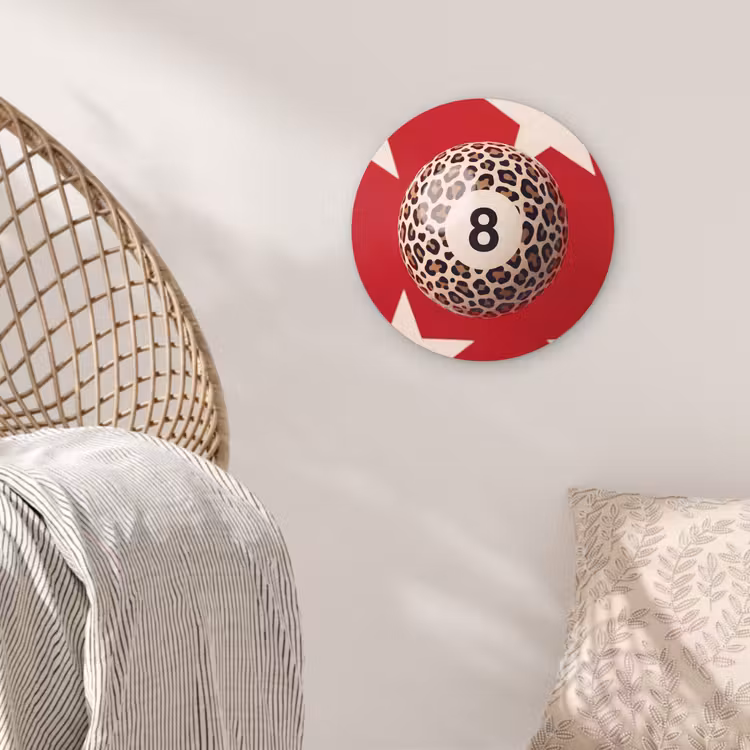 Glasbild Rund - Spiel – Tiermuster – Nummer 8 – Modern – Rot - Spel - Dierenprint - Nummer 8 - Modern - Rood Wandcirkel plexiglas klein